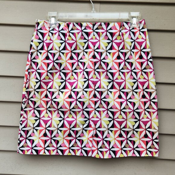 Geoffrey Beene Sport A-Line Multicolor Skirt Floral Geo-Print Cotton Blend - Picture 7 of 12